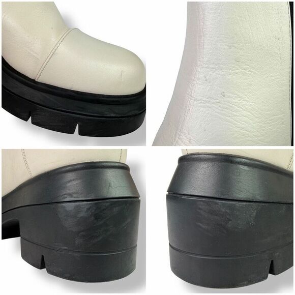 Stuart Weitzman Norah Lug Sole Chelsea Combat Boots White Leather Platform 9C - Picture 10 of 15